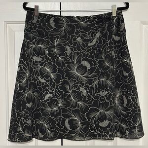 Star City Black Floral A-Line Skirt Lace-Up Detail Size 13